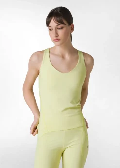 Shop Canotta Yoga In Microfibra Riciclata Giallo Donna Canotte E Reggiseni Sportivi