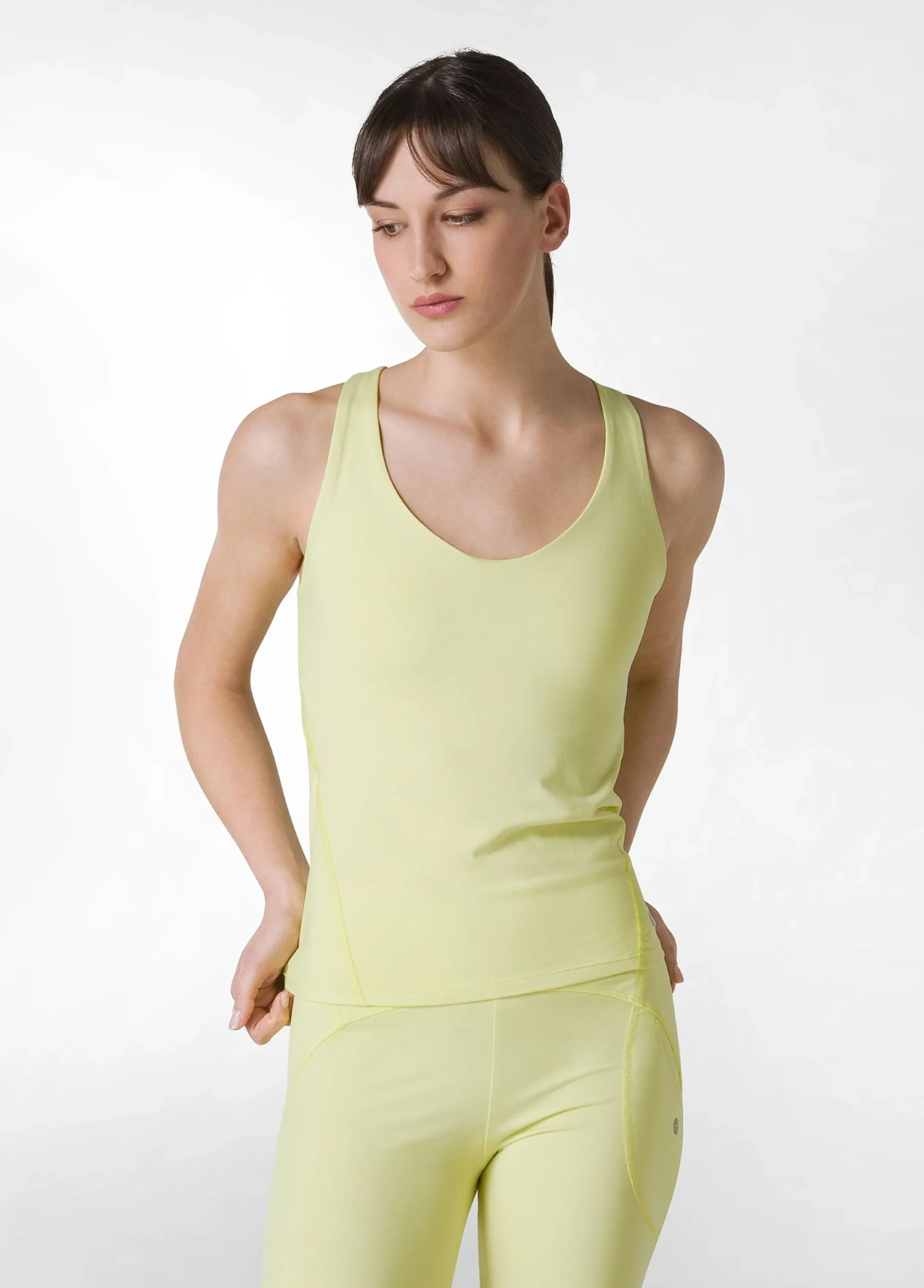 Shop Canotta Yoga In Microfibra Riciclata Giallo Donna Canotte E Reggiseni Sportivi