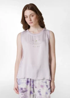 Online Canotta Yoga In Raso Con Grafica Viola Donna Top & T-Shirts