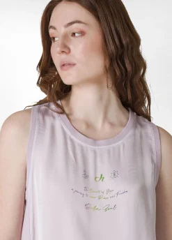 Online Canotta Yoga In Raso Con Grafica Viola Donna Top & T-Shirts
