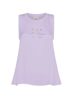 Online Canotta Yoga In Raso Con Grafica Viola Donna Top & T-Shirts
