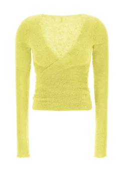 Sale Cardigan Incrociato In Boucle' Giallo Donna Felpe & Maglieria