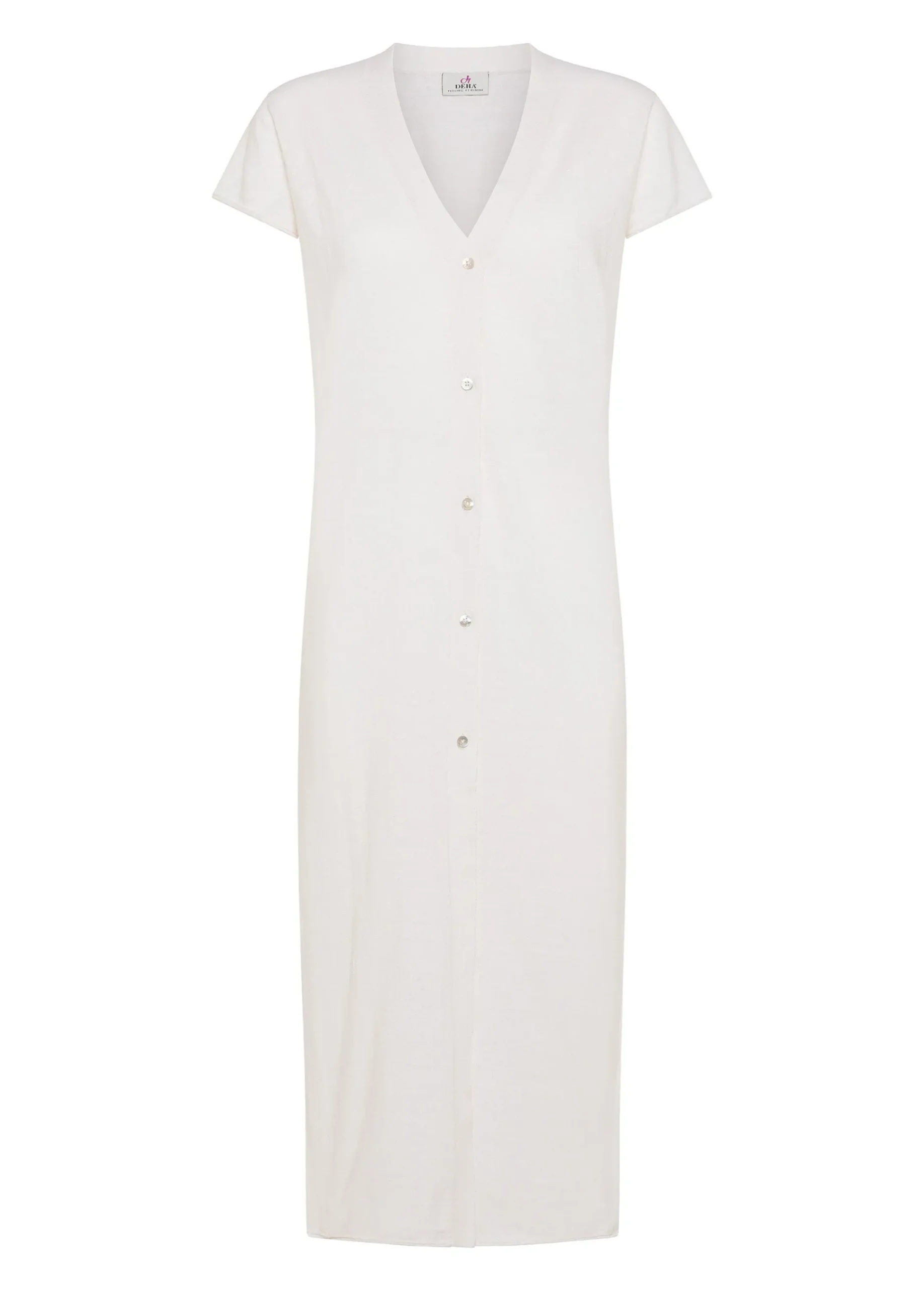 Best Sale Cardigan In Maglia Misto Lino Lungo Bianco Donna Felpe & Maglieria