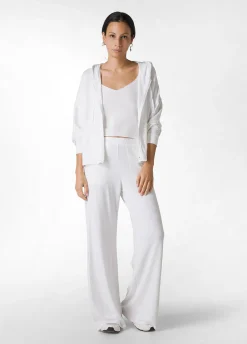 Discount Felpa Comfort Di Viscosa Zip E Cappuccio Bianco Donna Felpe & Maglieria