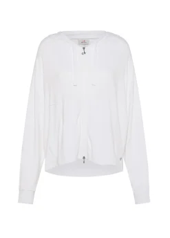 Discount Felpa Comfort Di Viscosa Zip E Cappuccio Bianco Donna Felpe & Maglieria