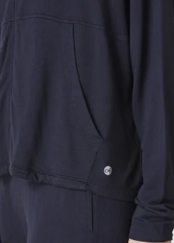 Store Felpa Comfort Di Viscosa Zip E Cappuccio Blu Donna Felpe & Maglieria