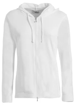 Shop Felpa Core Leggera Con Zip E Cappuccio Bianco Donna Felpe & Maglieria