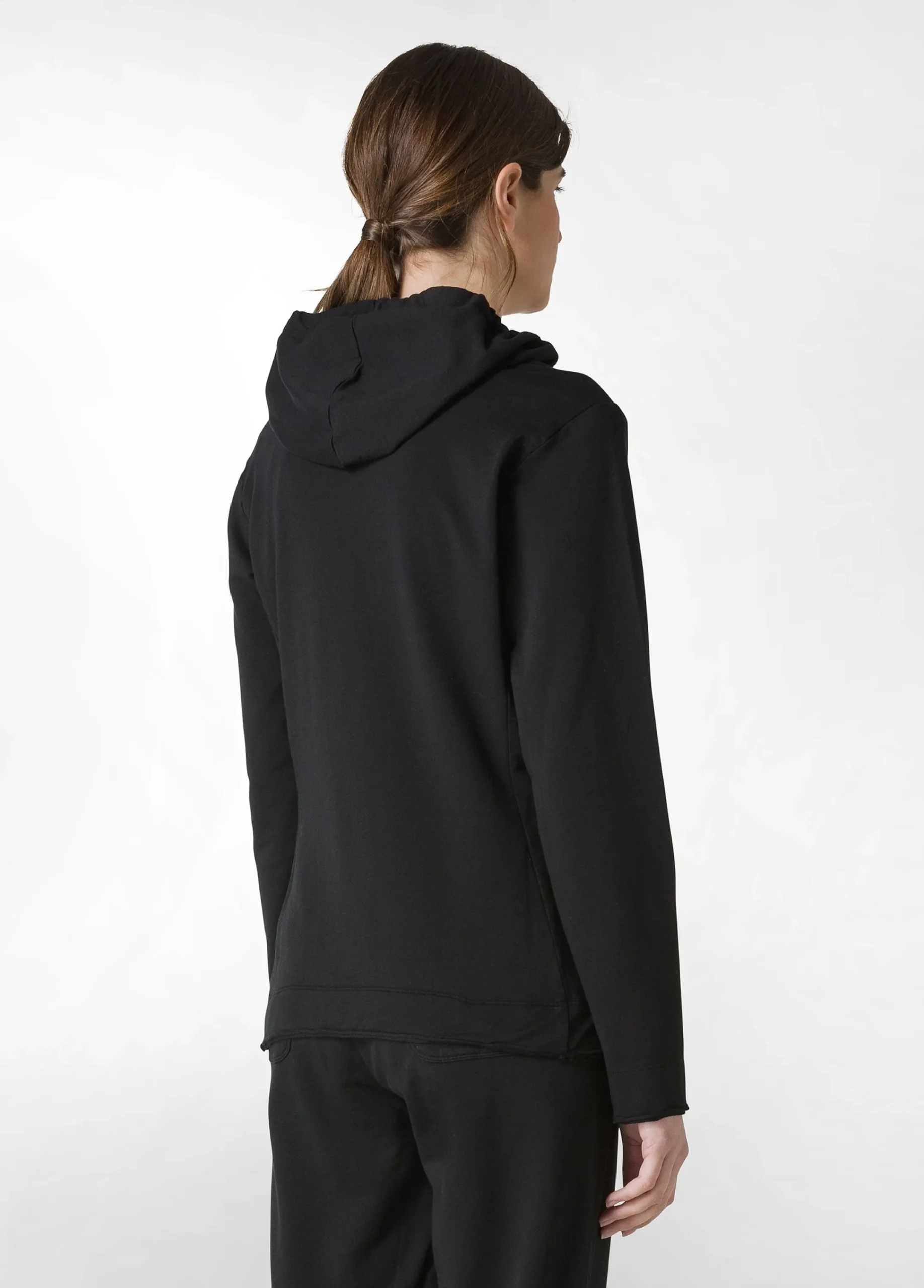 Sale Felpa Core Leggera Con Zip E Cappuccio Nero Donna Felpe & Maglieria