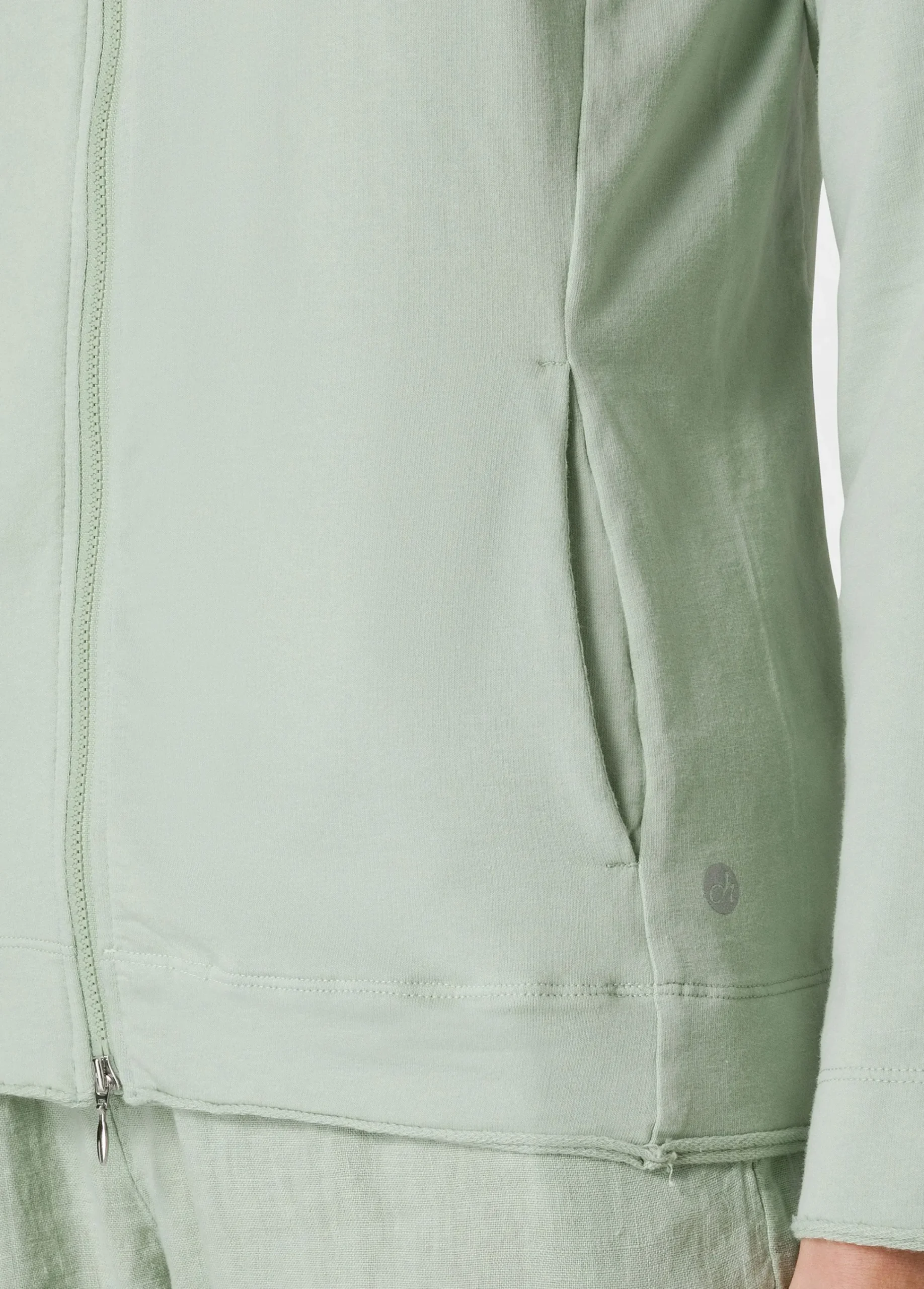 Outlet Felpa Core Leggera Con Zip E Cappuccio Verde Donna Felpe & Maglieria