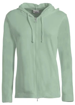 Outlet Felpa Core Leggera Con Zip E Cappuccio Verde Donna Felpe & Maglieria
