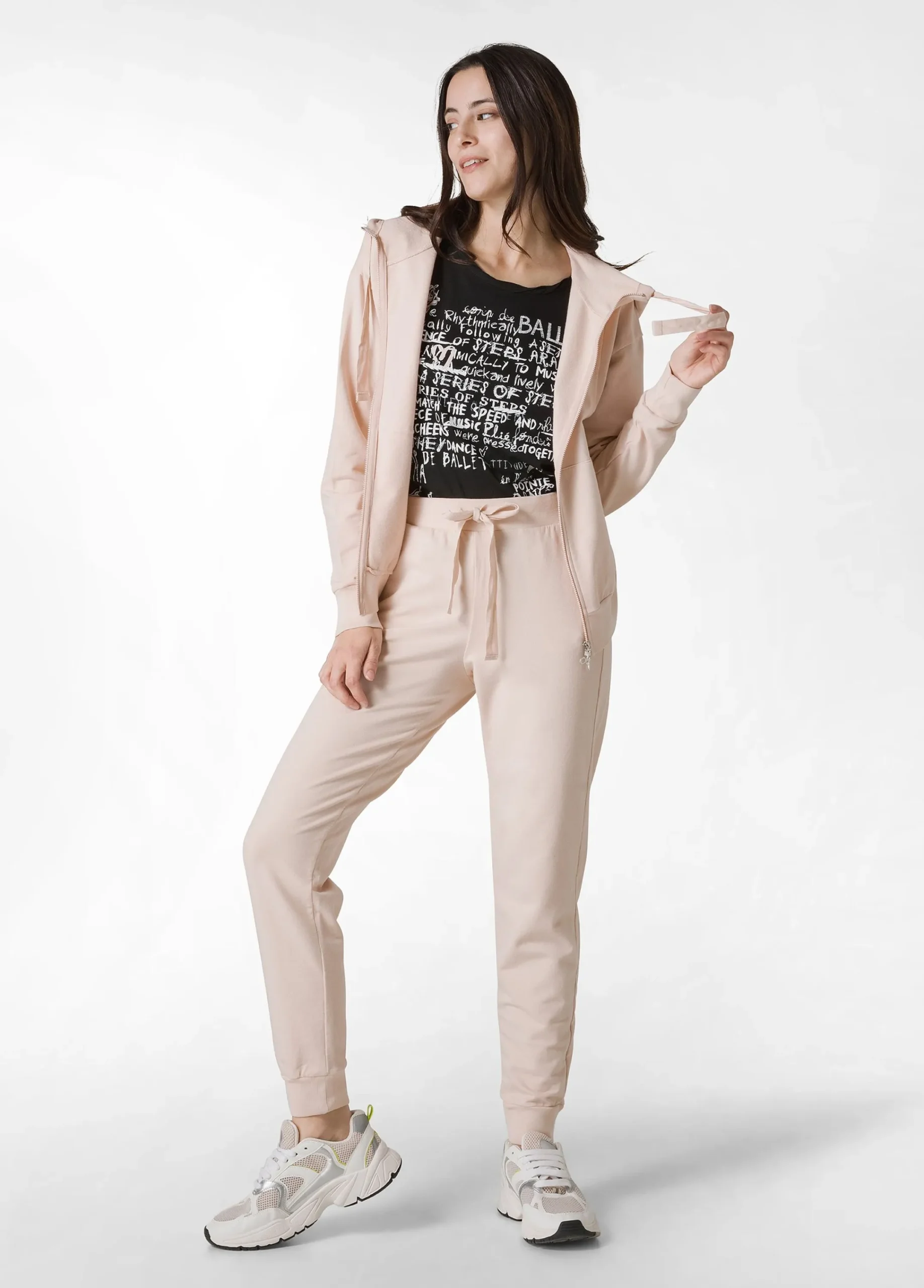 Outlet Felpa Core Leggera Con Zip E Cappuccio Rosa Donna Felpe & Maglieria
