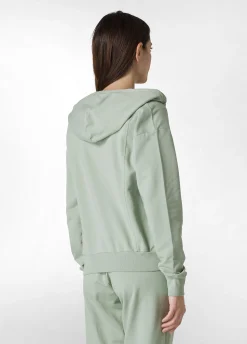 Cheap Felpa Core Leggera Con Zip E Cappuccio Verde Donna Felpe & Maglieria