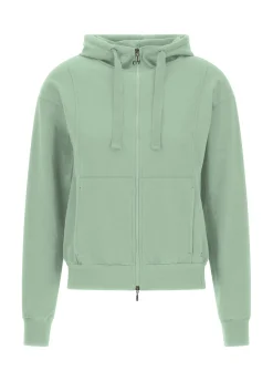 Cheap Felpa Core Leggera Con Zip E Cappuccio Verde Donna Felpe & Maglieria