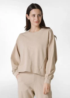 Outlet Felpa Fiammata Vintage Beige Donna Felpe & Maglieria