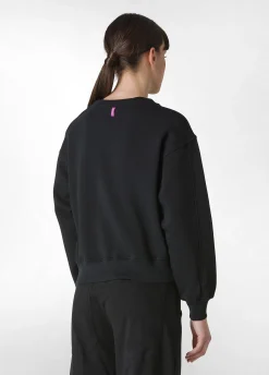 Sale Felpa Girocollo Comfy Con Grafica Nero Donna Felpe & Maglieria