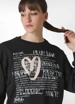 Sale Felpa Girocollo Comfy Con Grafica Nero Donna Felpe & Maglieria