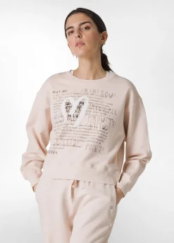 Hot Felpa Girocollo Comfy Con Grafica Rosa Donna Felpe & Maglieria