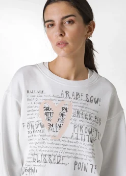 Fashion Felpa Girocollo Comfy Con Grafica Bianco Donna Felpe & Maglieria