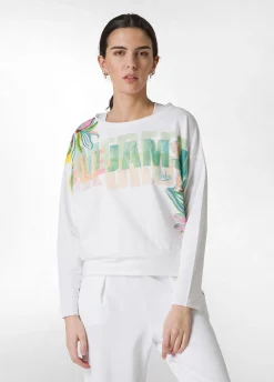 Best Felpa Girocollo Con Stampa Bianco Donna Felpe & Maglieria