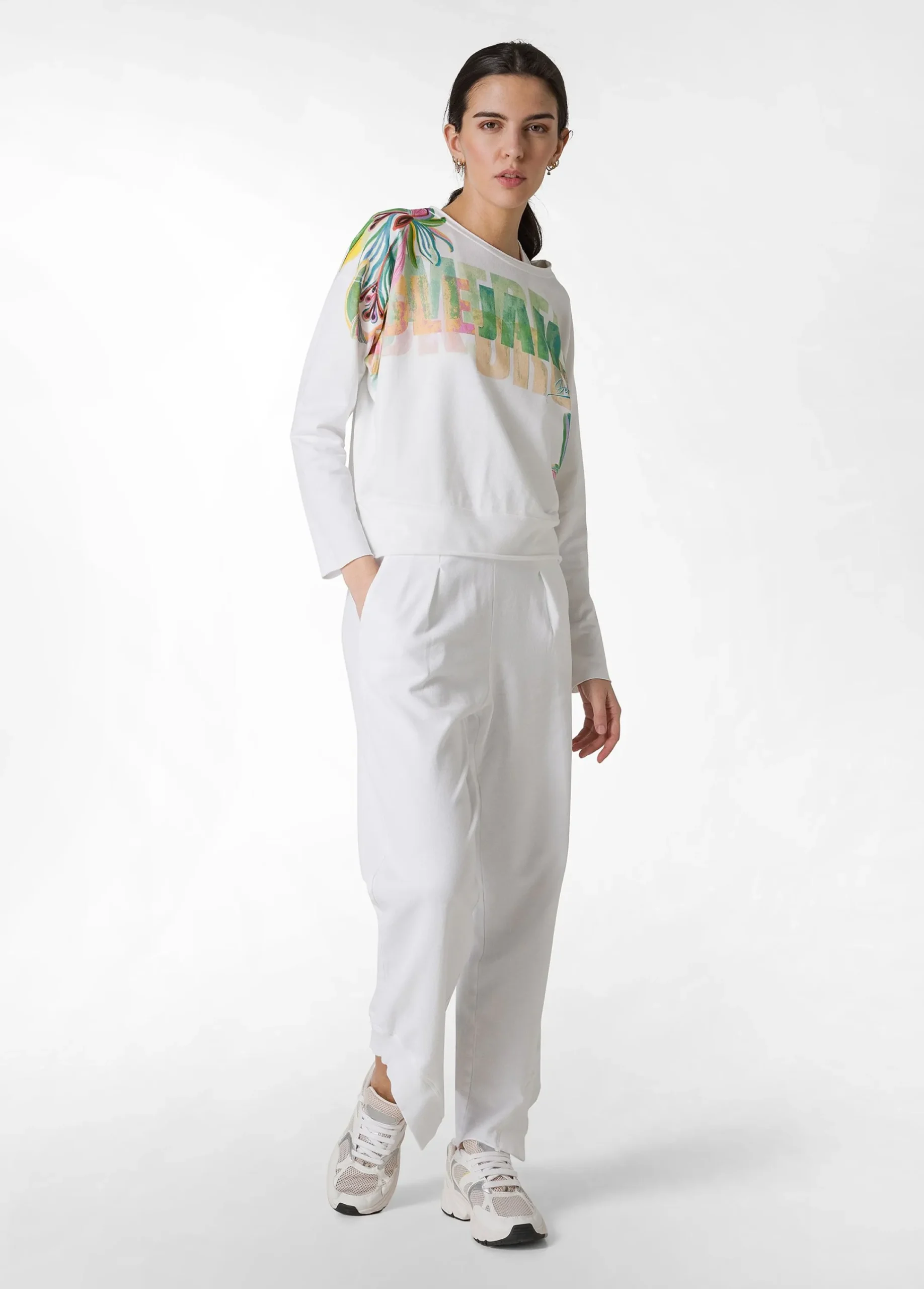 Best Felpa Girocollo Con Stampa Bianco Donna Felpe & Maglieria