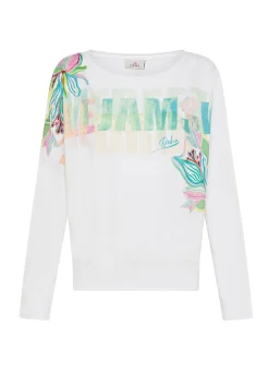 Best Felpa Girocollo Con Stampa Bianco Donna Felpe & Maglieria