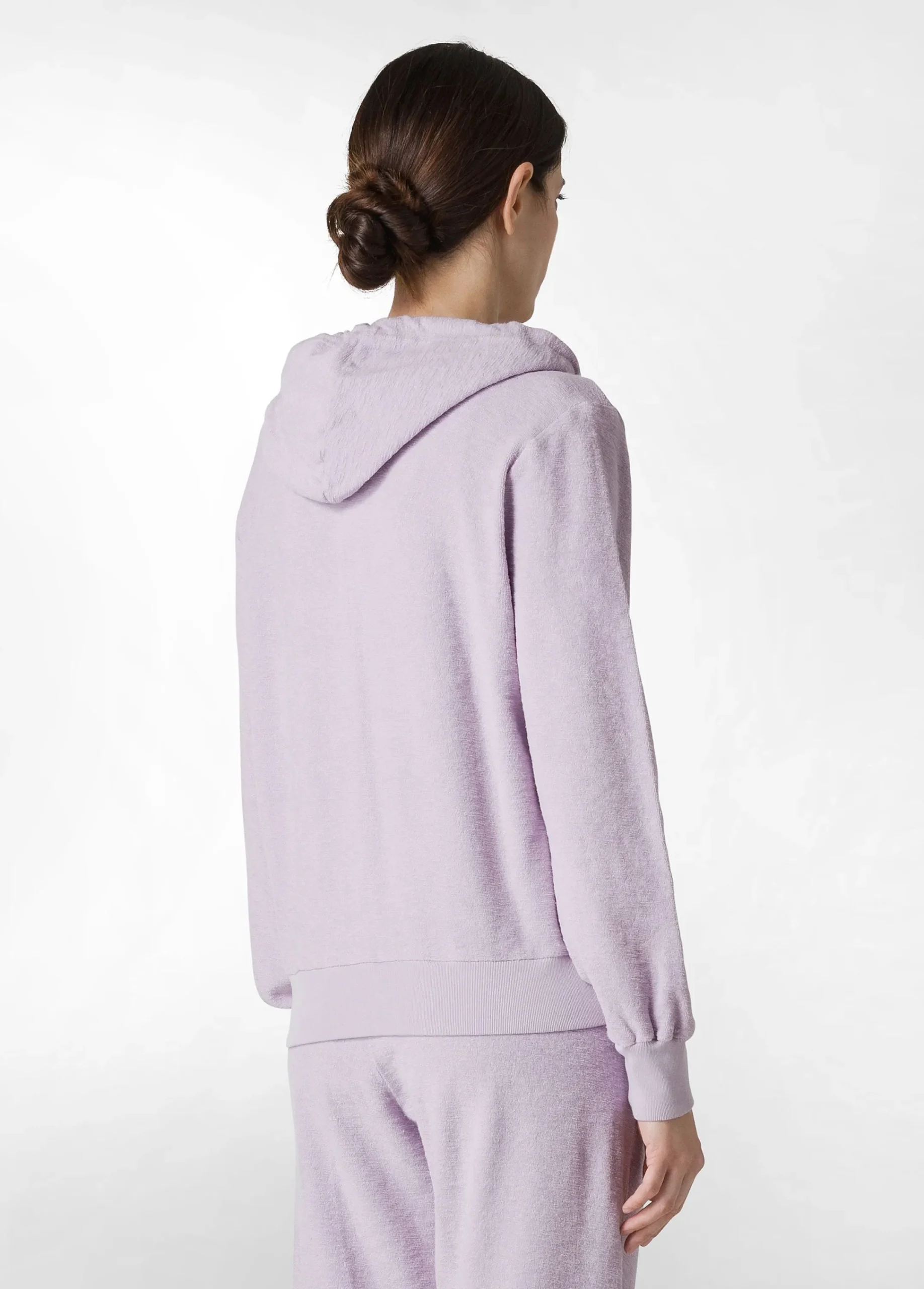 Discount Felpa In Spugna Zip E Cappuccio Viola Donna Felpe & Maglieria