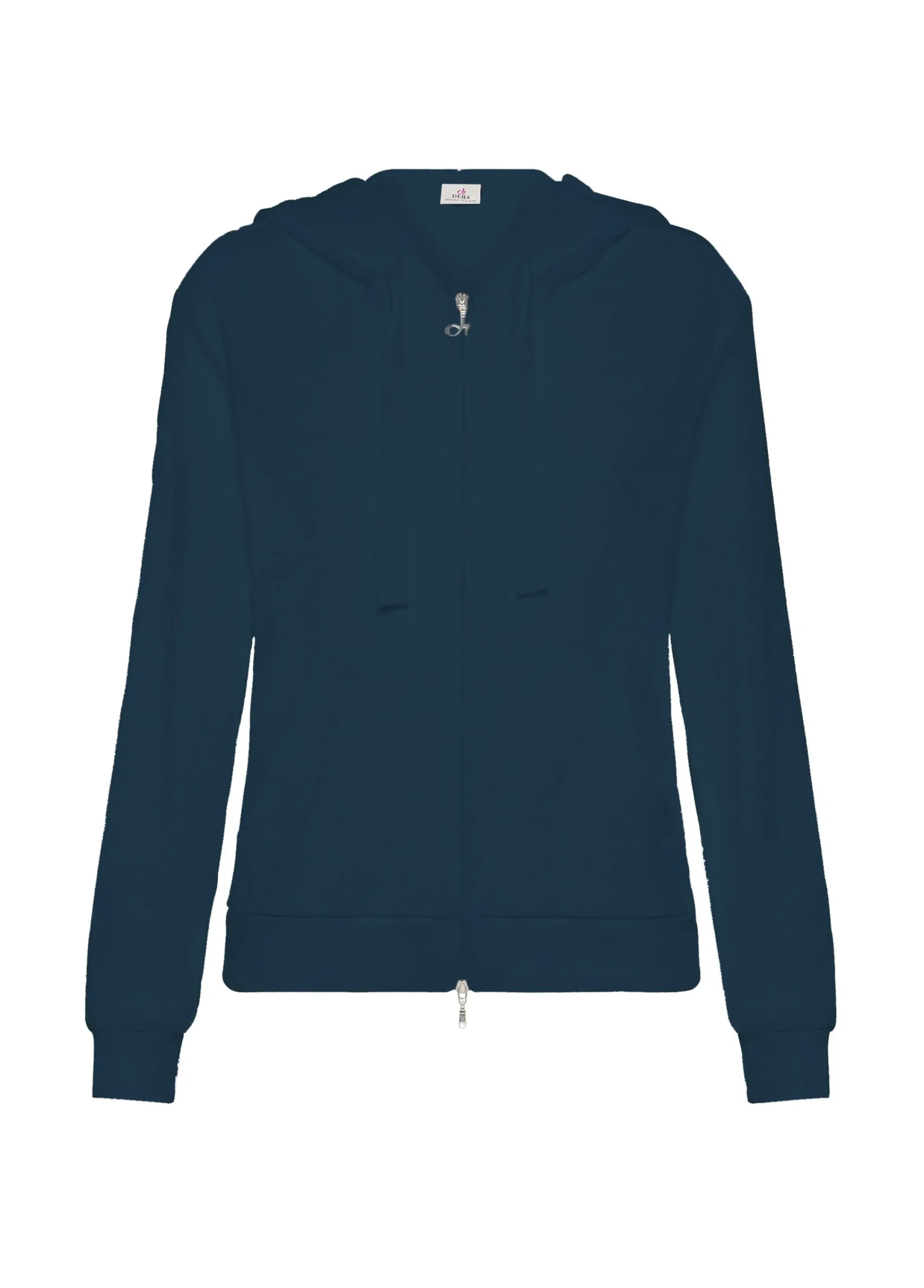 Best Sale Felpa In Spugna Zip E Cappuccio Blu Donna Felpe & Maglieria