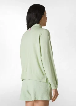 Outlet Felpa Leggera Misto Viscosa Con Zip Verde Donna Felpe & Maglieria