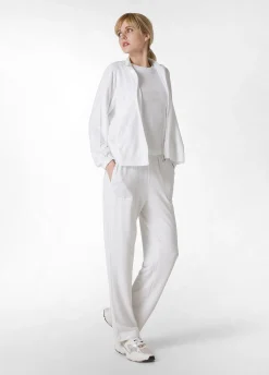 Outlet Felpa Leggera Misto Viscosa Con Zip Bianco Donna Felpe & Maglieria