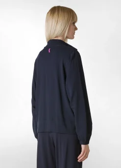 Store Felpa Leggera Misto Viscosa Con Zip Blu Donna Felpe & Maglieria