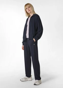 Store Felpa Leggera Misto Viscosa Con Zip Blu Donna Felpe & Maglieria