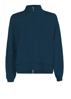 Store Felpa Leggera Misto Viscosa Con Zip Blu Donna Felpe & Maglieria