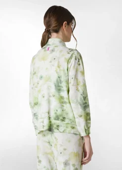 Cheap Felpa Leggera Misto Viscosa Stampata Con Zip Verde Donna Felpe & Maglieria