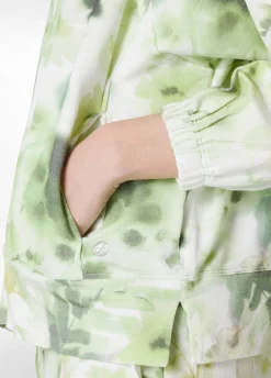 Cheap Felpa Leggera Misto Viscosa Stampata Con Zip Verde Donna Felpe & Maglieria