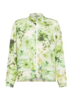 Cheap Felpa Leggera Misto Viscosa Stampata Con Zip Verde Donna Felpe & Maglieria