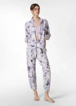 Fashion Felpa Leggera Misto Viscosa Stampata Con Zip Viola Donna Felpe & Maglieria