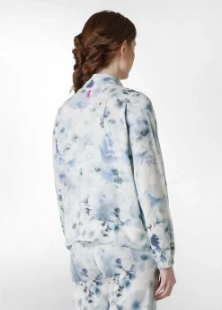Clearance Felpa Leggera Misto Viscosa Stampata Con Zip Blu Donna Felpe & Maglieria