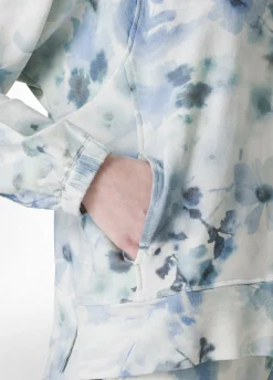 Clearance Felpa Leggera Misto Viscosa Stampata Con Zip Blu Donna Felpe & Maglieria