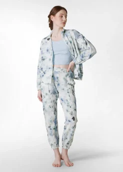 Clearance Felpa Leggera Misto Viscosa Stampata Con Zip Blu Donna Felpe & Maglieria