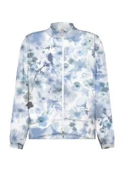 Clearance Felpa Leggera Misto Viscosa Stampata Con Zip Blu Donna Felpe & Maglieria