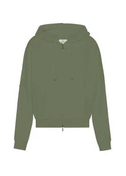 Online Felpa Organica Ampia Zip E Cappuccio Verde Donna Felpe & Maglieria