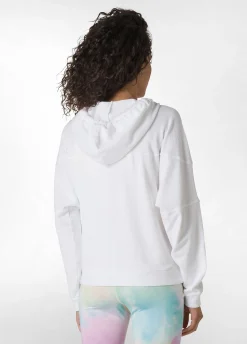 Cheap Felpa Organica Ampia Zip E Cappuccio Bianco Donna Felpe & Maglieria