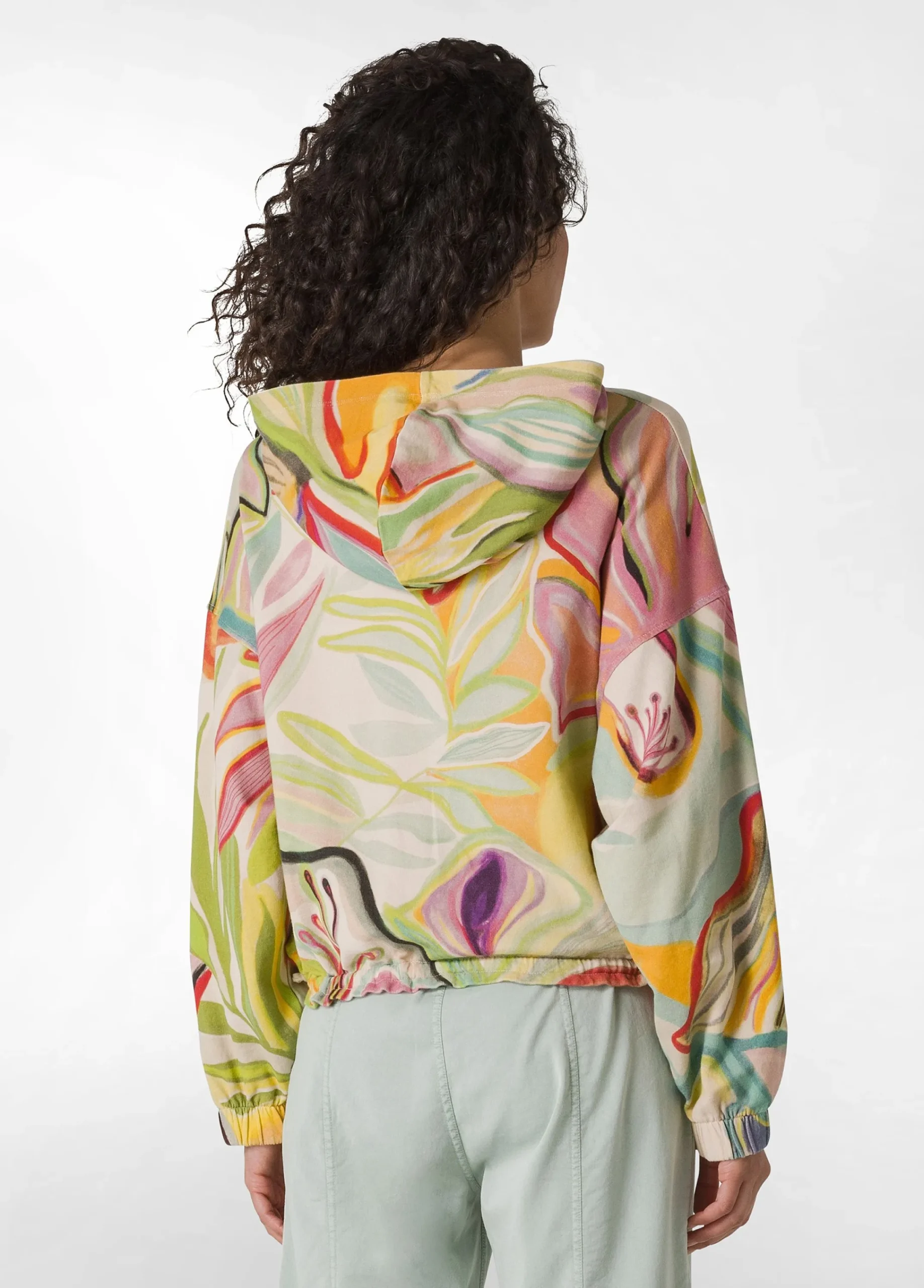 Online Felpa Organica Flower Power Cappuccio E Zip Verde Donna Felpe & Maglieria