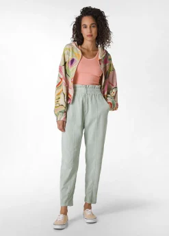 Online Felpa Organica Flower Power Cappuccio E Zip Verde Donna Felpe & Maglieria