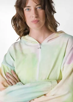 New Felpa Organica Stampa Fade Away Zip E Cappuccio Donna Felpe & Maglieria