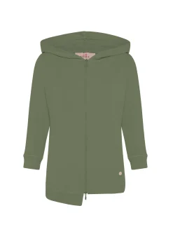 Hot Felpa Organica Zip E Cappuccio Effetto Vintage Ver Donna Felpe & Maglieria
