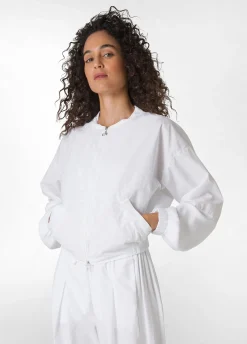 Flash Sale Giacca Bomber In Popeline Bianco Donna Giacche E Giubbotti