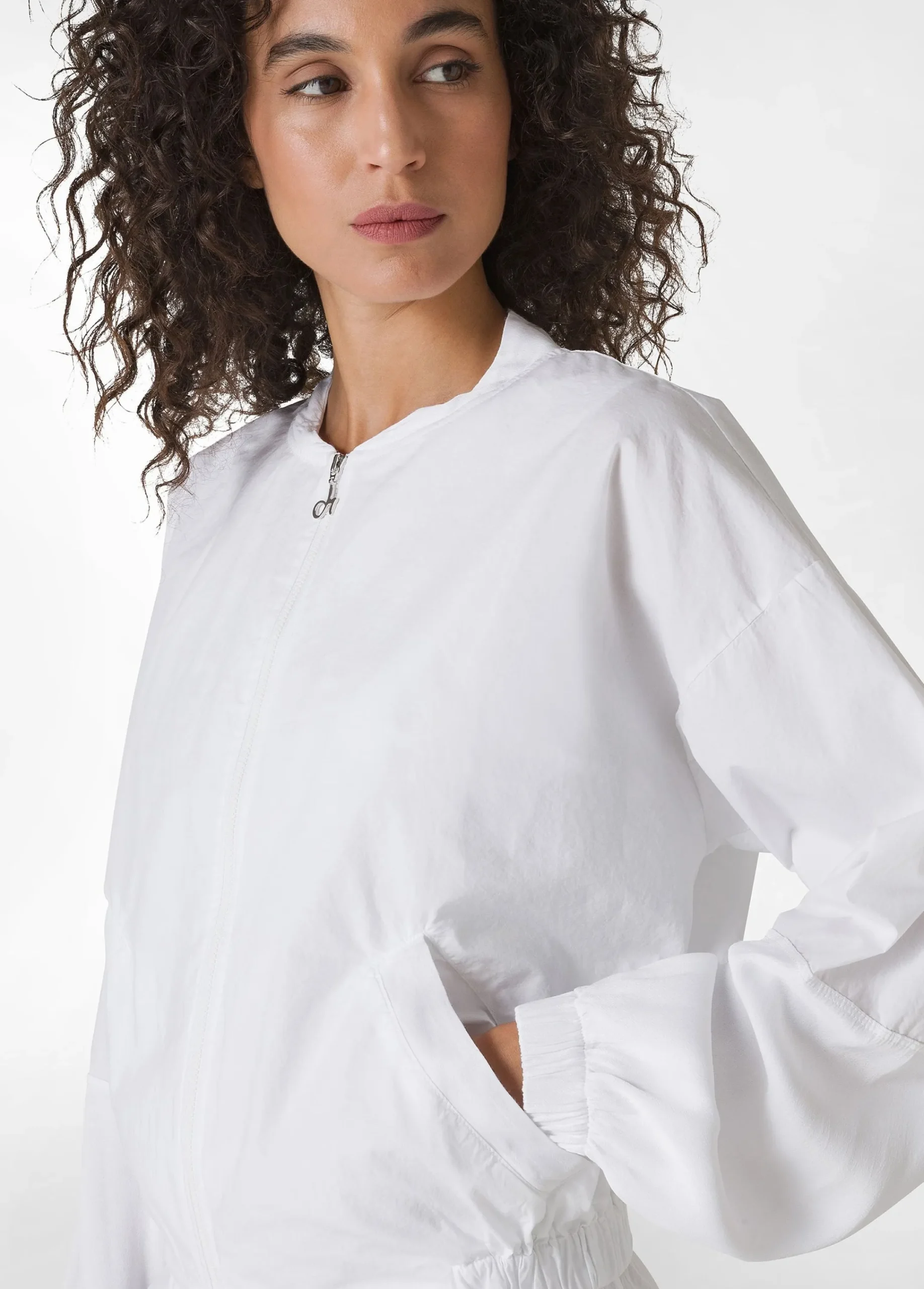 Flash Sale Giacca Bomber In Popeline Bianco Donna Giacche E Giubbotti
