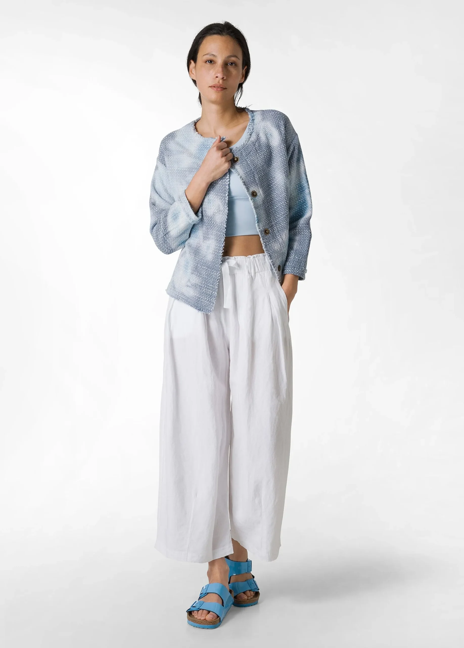 Flash Sale Giacca In Tweed Effetto Batik Blu Donna Giacche E Giubbotti