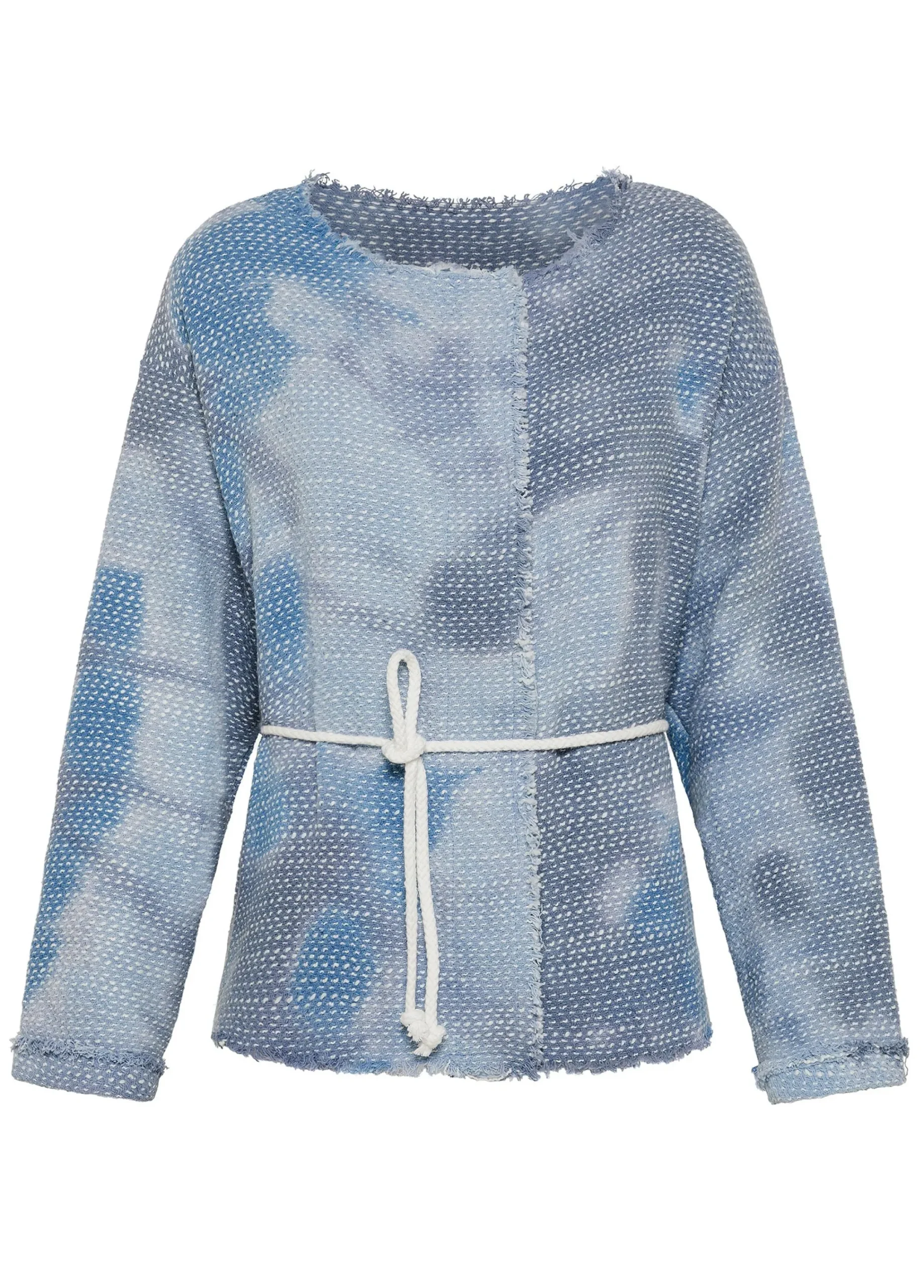 Flash Sale Giacca In Tweed Effetto Batik Blu Donna Giacche E Giubbotti